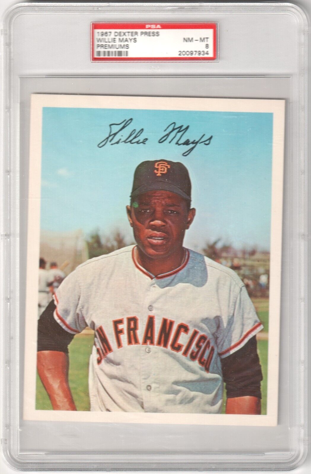 1967 Dexter Press Premiums Willie Mays, NY SF Giants, PSA 8 POP 7, 0 Higher, New