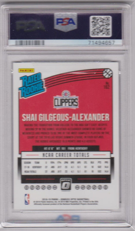 SHAI GILGEOUS-ALEXANDER 2018-19 Donruss Optic RC Rookie PSA 6 EX-MT - THUNDER