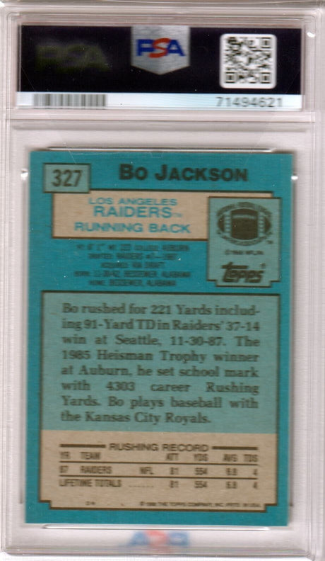 BO JACKSON 1988 Topps RC Rookie #327 PSA 8.5 NM-MT+ - RAIDERS