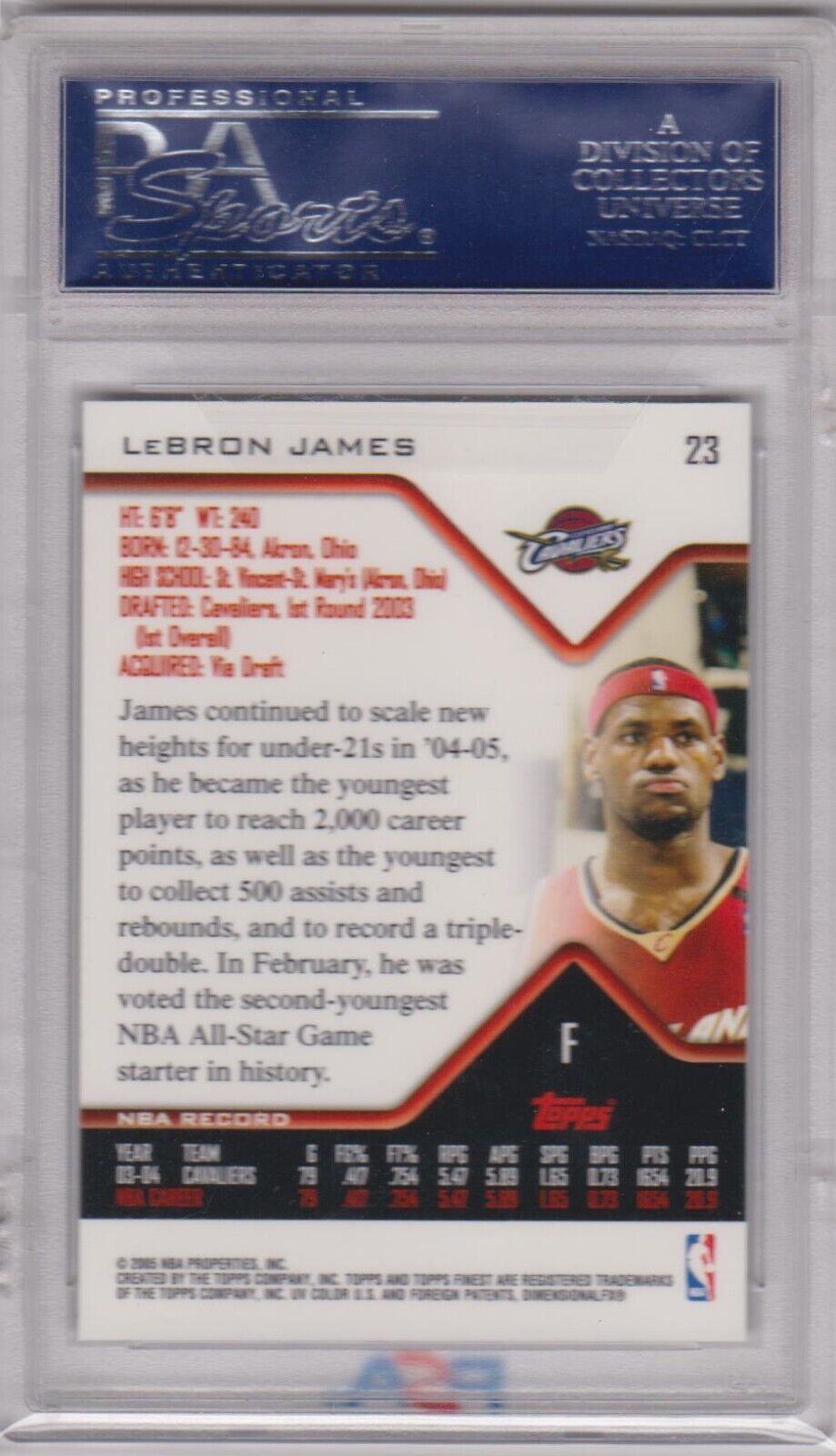 LEBRON JAMES 2004-05 Topps Finest #23 PSA 10 GEM MINT - LAKERS