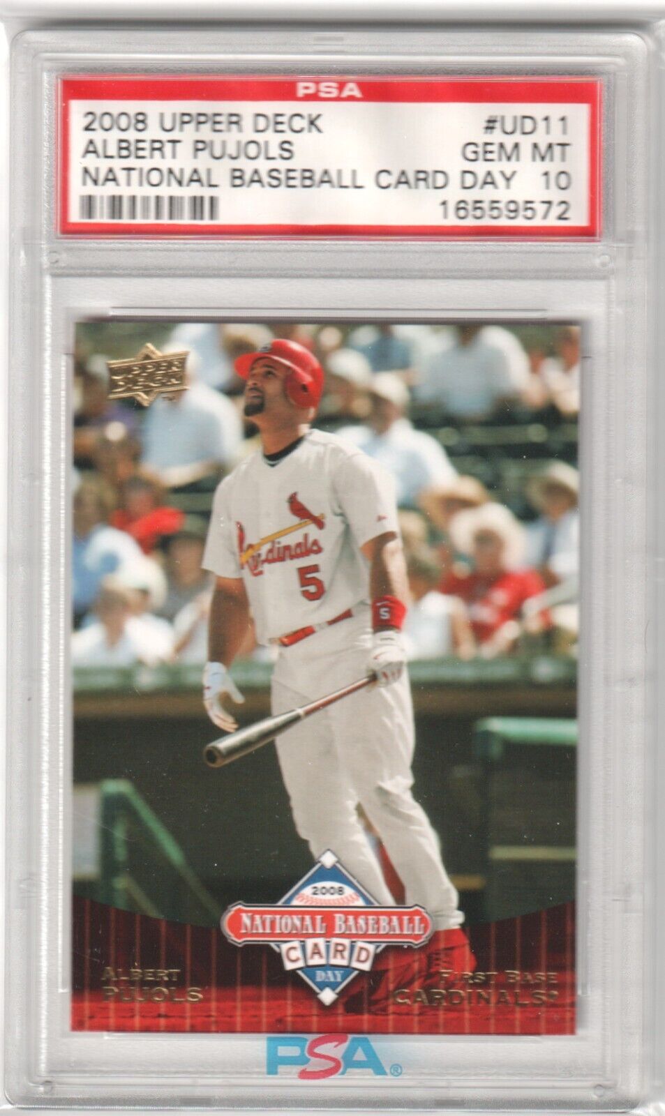 ALBERT PUJOLS 2008 Upper Deck National Baseball Card Day #UD11 PSA 10 GEM MINT