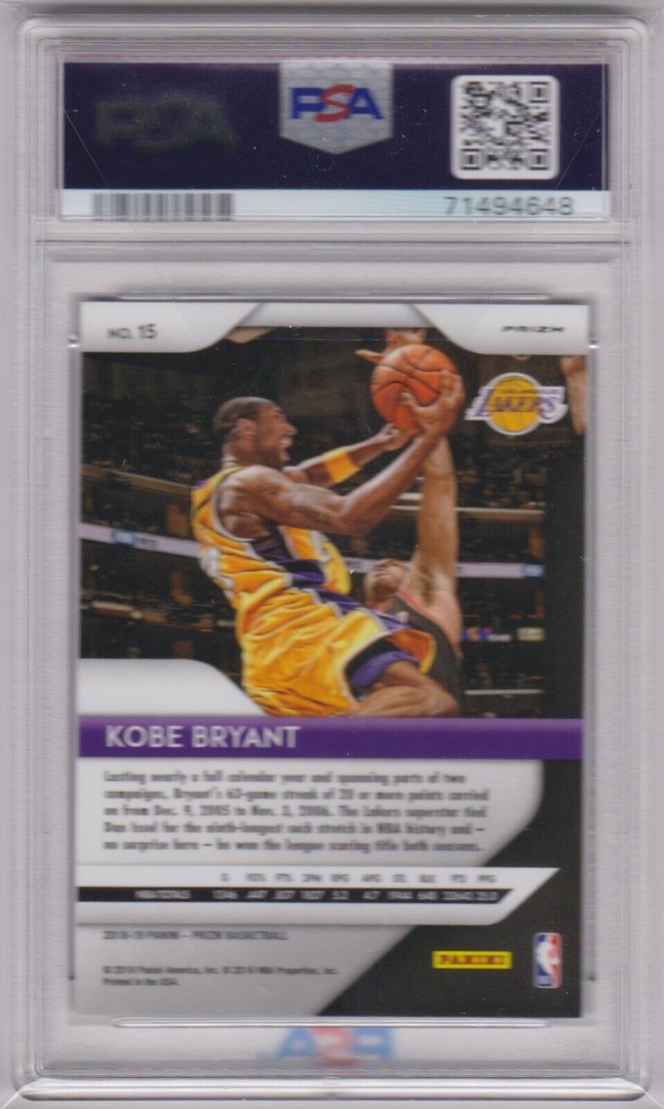 KOBE BRYANT 2018-19 Panini Prizm Red Ice Prizm #15 PSA 9 MINT - LAKERS - MAMBA