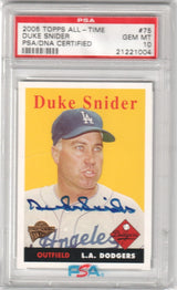 DUKE SNIDER 2005 Topps All-Time Autograph Auto #75 PSA 10 GEM MINT - DODGERS