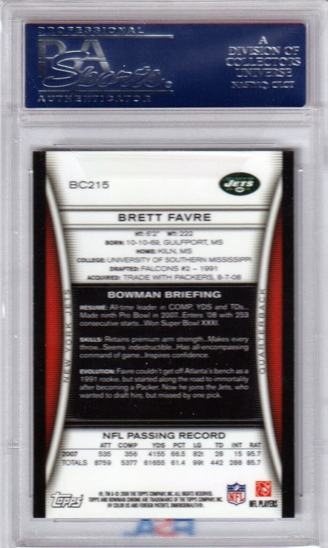 BRETT FAVRE 2008 Bowman Chrome #BC215 PSA 10 GEM MINT - JETS