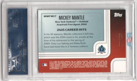 MICKEY MANTLE 2006 Topps Finest Moments Blue Refractor #/299 PSA 10 GEM MINT