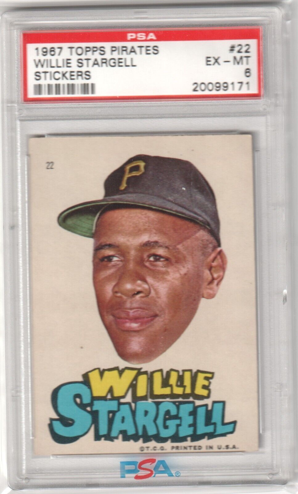 WILLIE STARGELL 1967 Topps Pirates Stickers #22 PSA 6 EX-MT - PIRATES