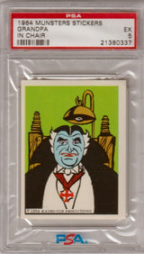 1964 MUNSTERS STICKERS Grandpa In Chair Graded PSA 5 EX