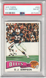 O.J. SIMPSON 1975 Topps #500 Graded PSA 8 NM - BILLS