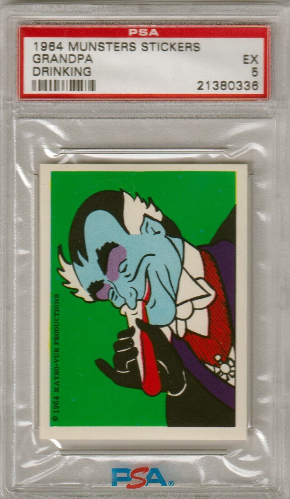 1964 MUNSTERS STICKERS Grandpa Drinking Graded PSA 5 EX