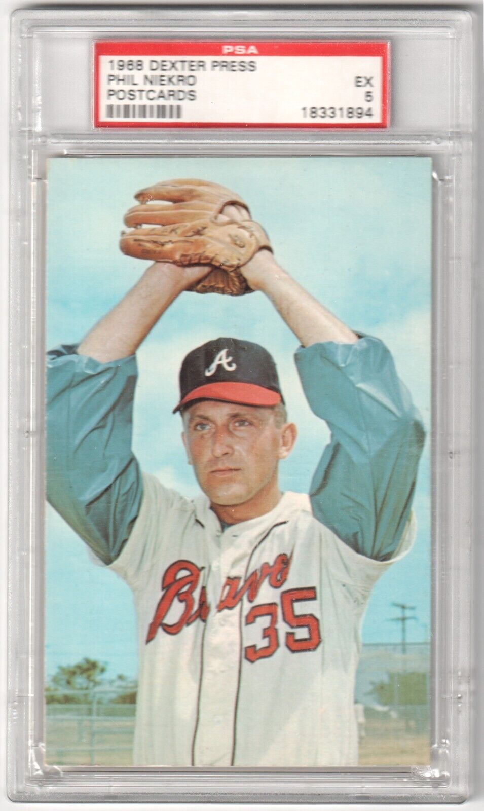 PHIL NIEKRO 1968 Dexter Press Postcards PSA 5 EX - BRAVES