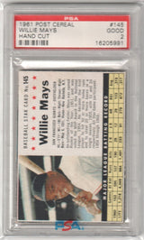 WILLIE MAYS 1961 Post Cereal #145 Graded PSA 2 Good - GIANTS