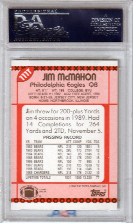 JIM McMAHON 1990 Topps Traded #111T PSA 10 GEM MINT - EAGLES POP 6