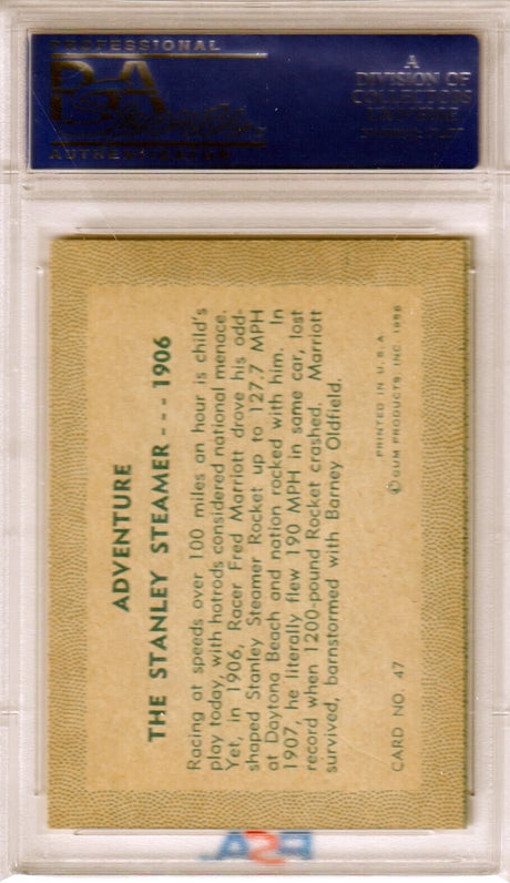 1956 Adventure Gum The Stanley Steamer 1906 #47 PSA 8 NM-MT