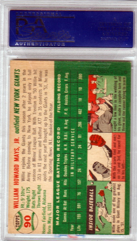 WILLIE MAYS 1954 Topps 90 PSA 4 VG-EX - New York Giants