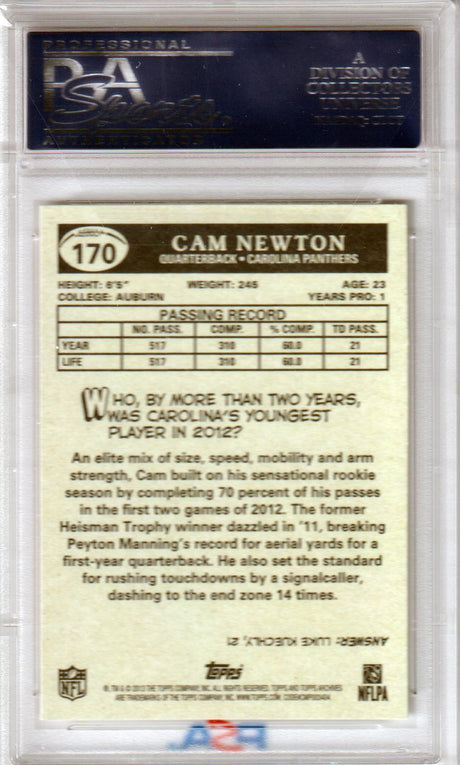 CAM NEWTON 2013 Topps Archives #170 PSA 10 GEM MINT - PANTHERS Pop 21