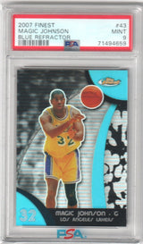 ERVIN MAGIC JOHNSON 2007-08 Topps Finest Blue Refractor #/199 PSA 9 MINT LAKERS