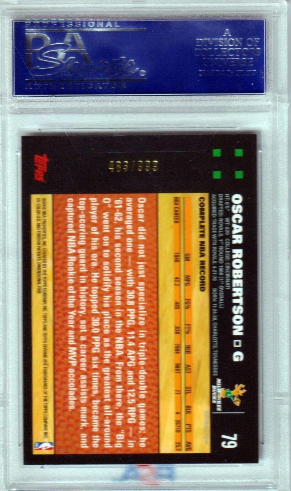 OSCAR ROBERTSON 2007 Topps Chrome Refractor #79 PSA 10 GEM MINT - BUCKS