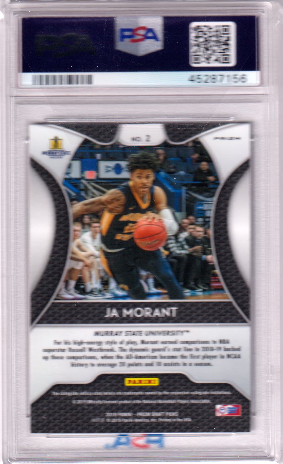 JA MORANT 2019-20 Panini Prizm Draft RC Rookie Pink Pulsar #2 PSA 9 MINT