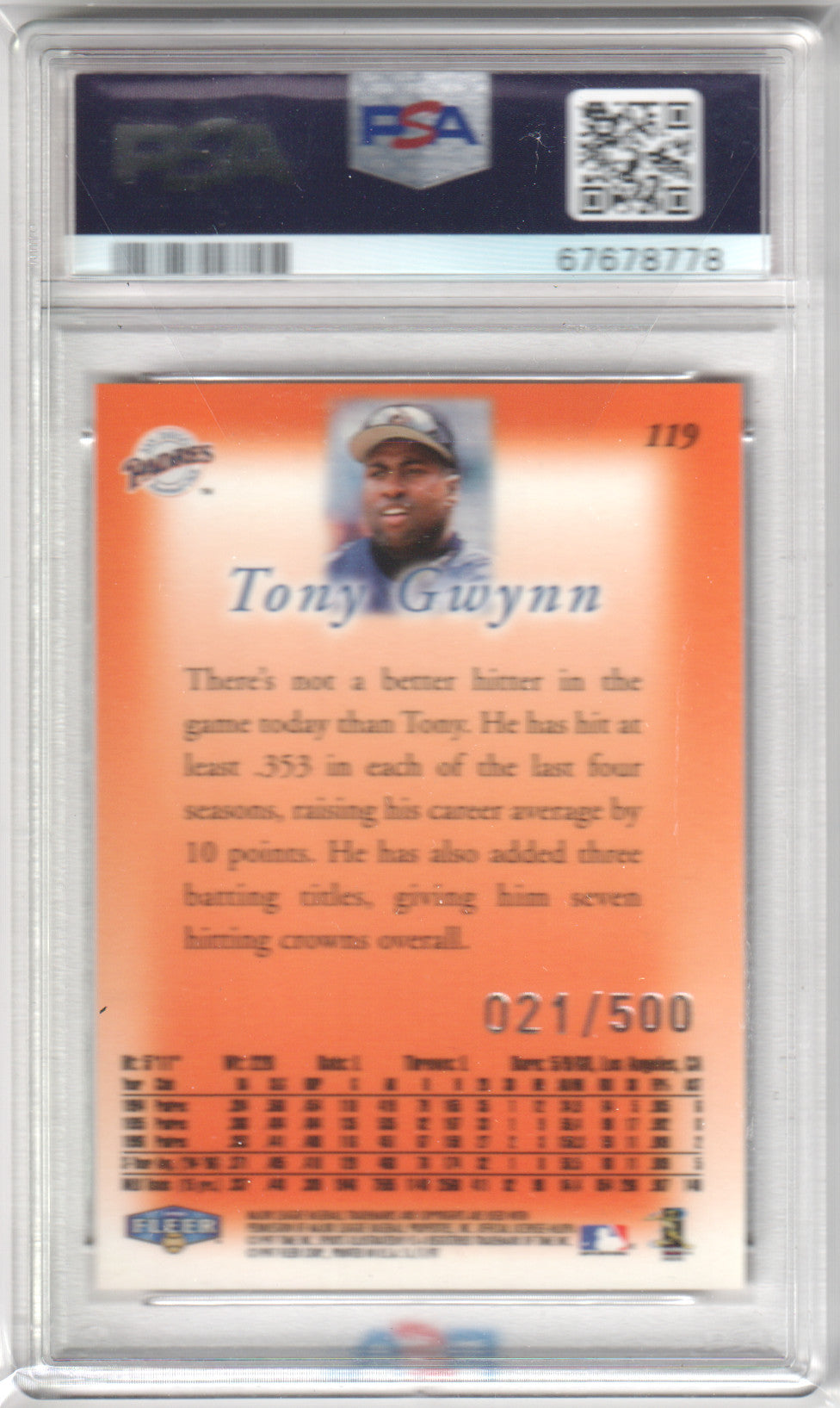 TONY GWYNN 1997 Sports Illustrated Extra Edition #/500 PSA 8 NM-MT PADRES Pop 2