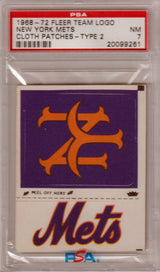 New York Mets 1968-72 Fleer Team Logo Cloth Patches Type 2 PSA 7 NM POP 1!