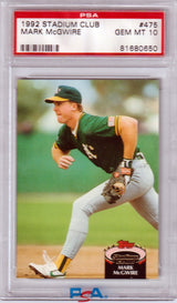 MARK McGWIRE 1992 Topps Stadium Club #475 PSA 10 GEM MINT - ATHLETICS