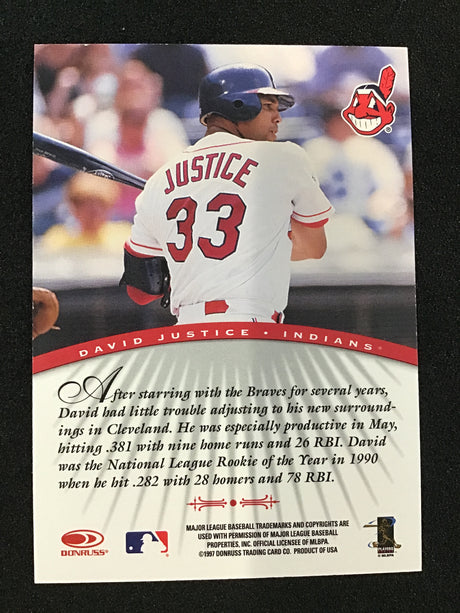 David Justice 1997 Donruss Signature Series Autographs Cleveland Indians