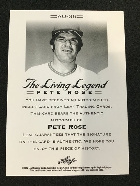 Pete Rose 2012 Leaf The Living Legend Auto AU-36 Philadelphia Phillies