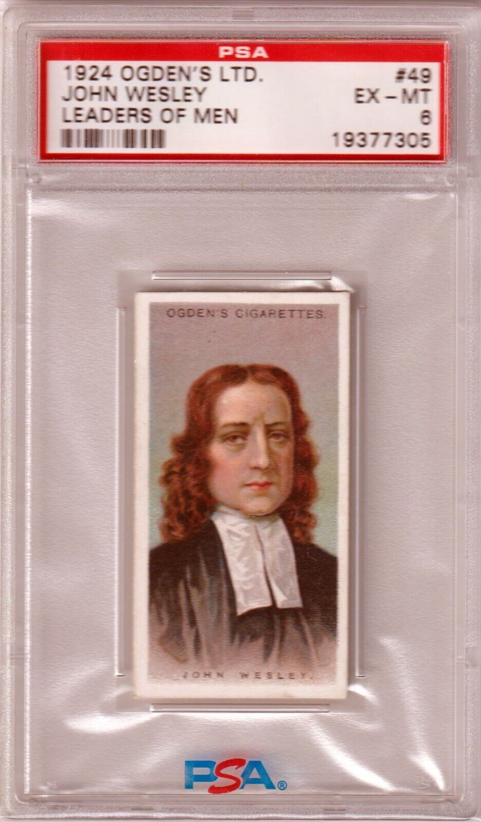 1924 Ogden's LTD John Wesley Leaders of Men #49 Graded PSA 6 EX - MT - Columbia Hobby - Sports Card Boxes - Toploaders - Card Savers