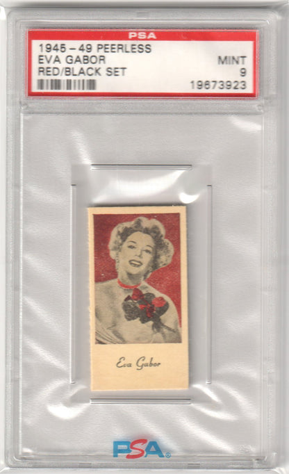 1945 Peerless Scales Red/Black Set Eva Gabor PSA 9 MINT - Columbia Hobby - Sports Card Boxes - Toploaders - Card Savers