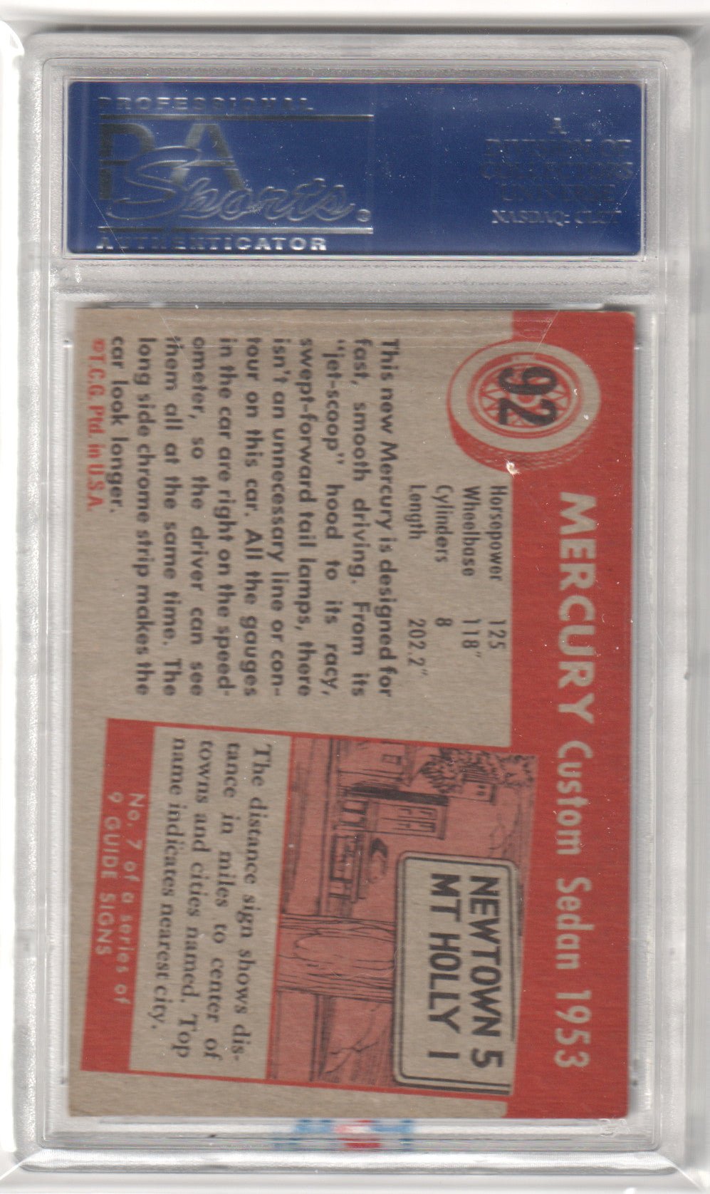 1954 World On Wheels Mercury #92 PSA 6.5 - Columbia Hobby - Sports Card Boxes - Toploaders - Card Savers