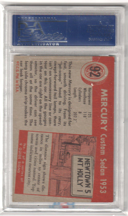 1954 World On Wheels Mercury #92 PSA 6.5 - Columbia Hobby - Sports Card Boxes - Toploaders - Card Savers