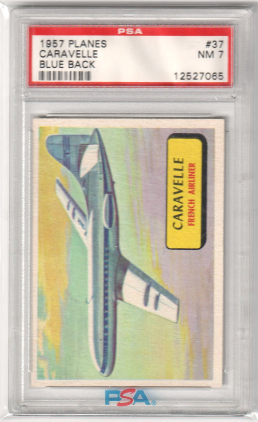 1957 Planes Blue Back Caravelle #37 PSA 7 NM - Columbia Hobby - Sports Card Boxes - Toploaders - Card Savers