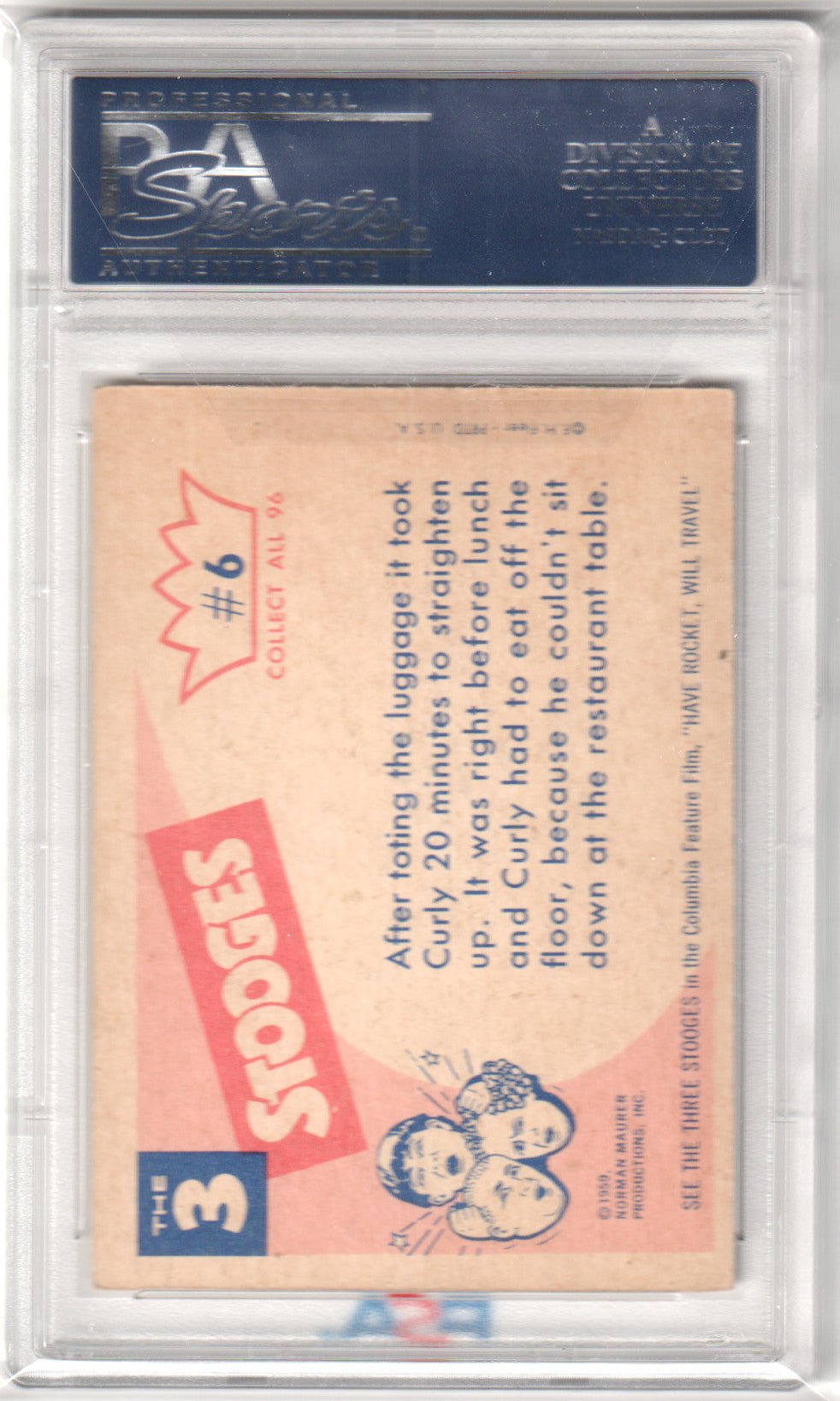 1959 Fleer The 3 Stooges Hey Moe, Don't You #6 PSA 5.5 - Columbia Hobby - Sports Card Boxes - Toploaders - Card Savers