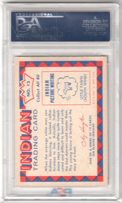 1959 Indian Trading Card Dancing Sioux #12 PSA 9 - Columbia Hobby - Sports Card Boxes - Toploaders - Card Savers
