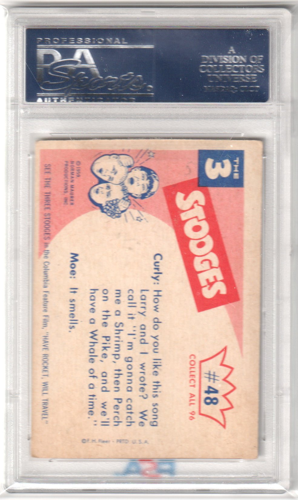 1959 The 3 Stooges Larry Plays By Ear! #48 PSA 5 - Columbia Hobby - Sports Card Boxes - Toploaders - Card Savers