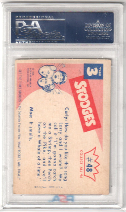 1959 The 3 Stooges Larry Plays By Ear! #48 PSA 5 - Columbia Hobby - Sports Card Boxes - Toploaders - Card Savers