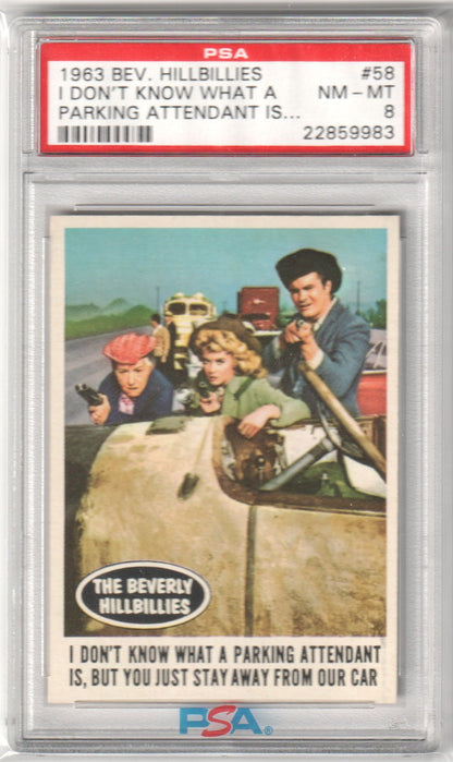 1963 Beverly Hillbillies I Don't Know What A #58 PSA 8 NM - MT - Columbia Hobby - Sports Card Boxes - Toploaders - Card Savers