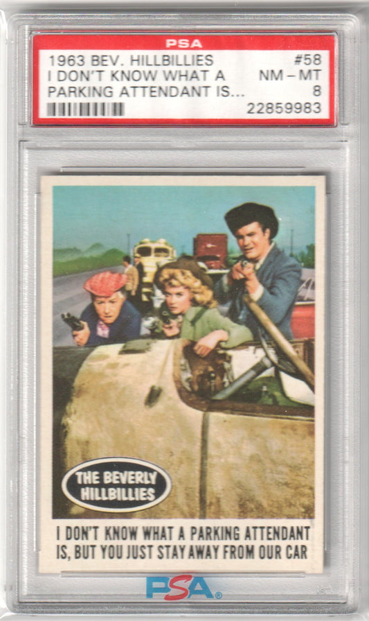 1963 Beverly Hillbillies I Don't Know What A #58 PSA 8 NM - MT - Columbia Hobby - Sports Card Boxes - Toploaders - Card Savers