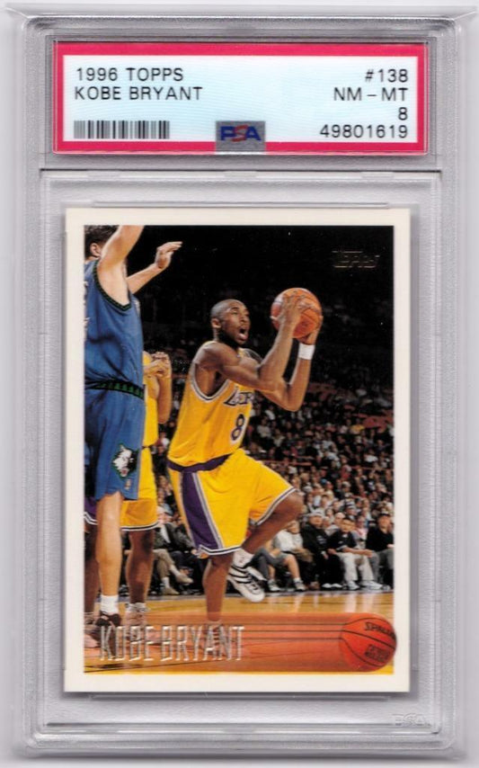 1996 - 97 Topps #138 KOBE BRYANT Rookie RC PSA 8 NEAR MINT - LAKERS 🔥🔥🔥 - Columbia Hobby - Sports Card Boxes - Toploaders - Card Savers