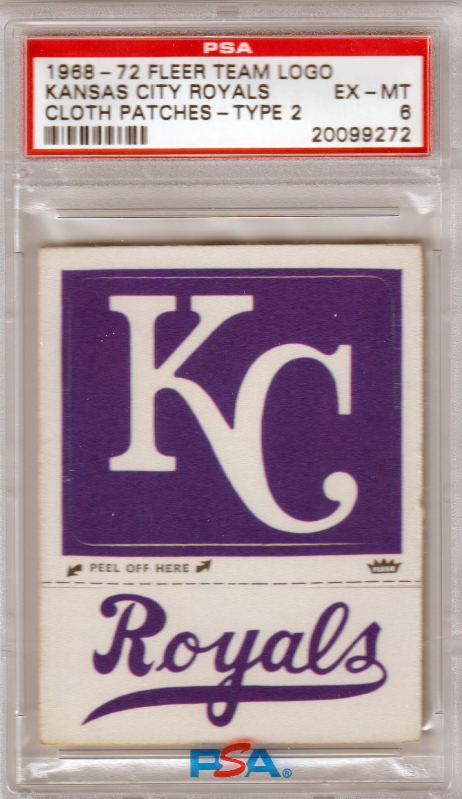 KANSAS CITY ROYALS 1968-72 Fleer Team Logo Cloth Patches PSA 6 EX-MT POP 1!