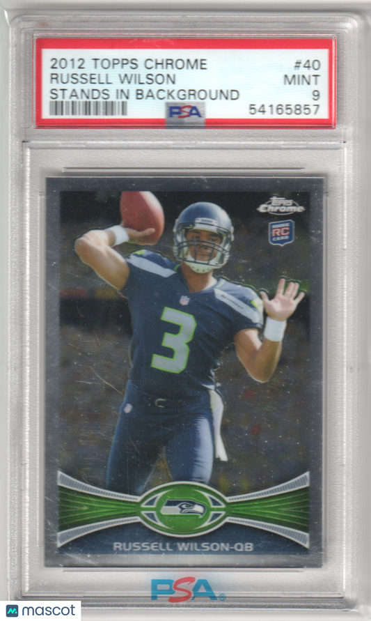 RUSSELL WILSON 2012 Topps Chrome RC Rookie #40 Stands In Background PSA 9 MINT