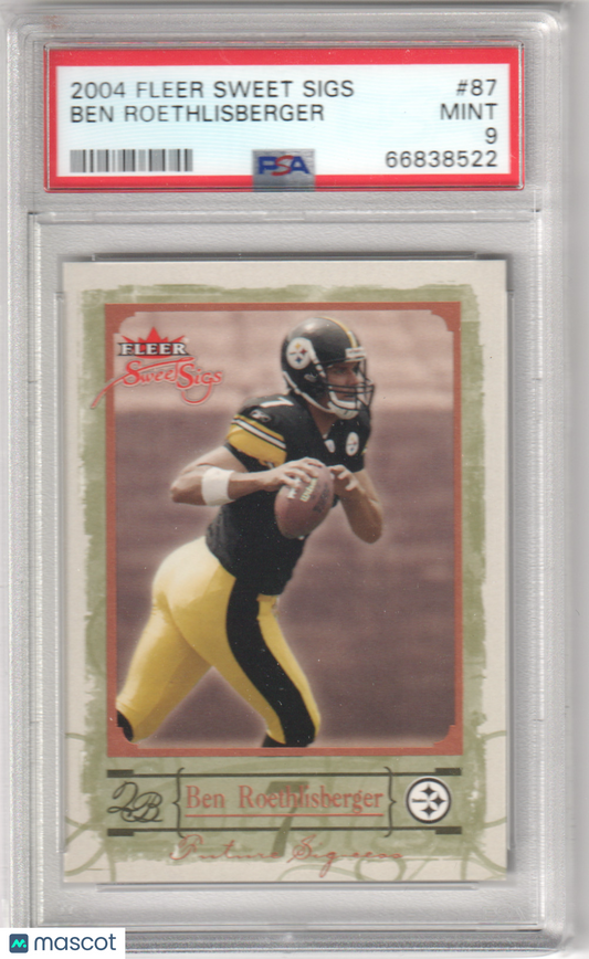 BEN ROETHLISBERGR 2004 Fleer Sweet Sigs RC Rookie #87 PSA 9 MINT