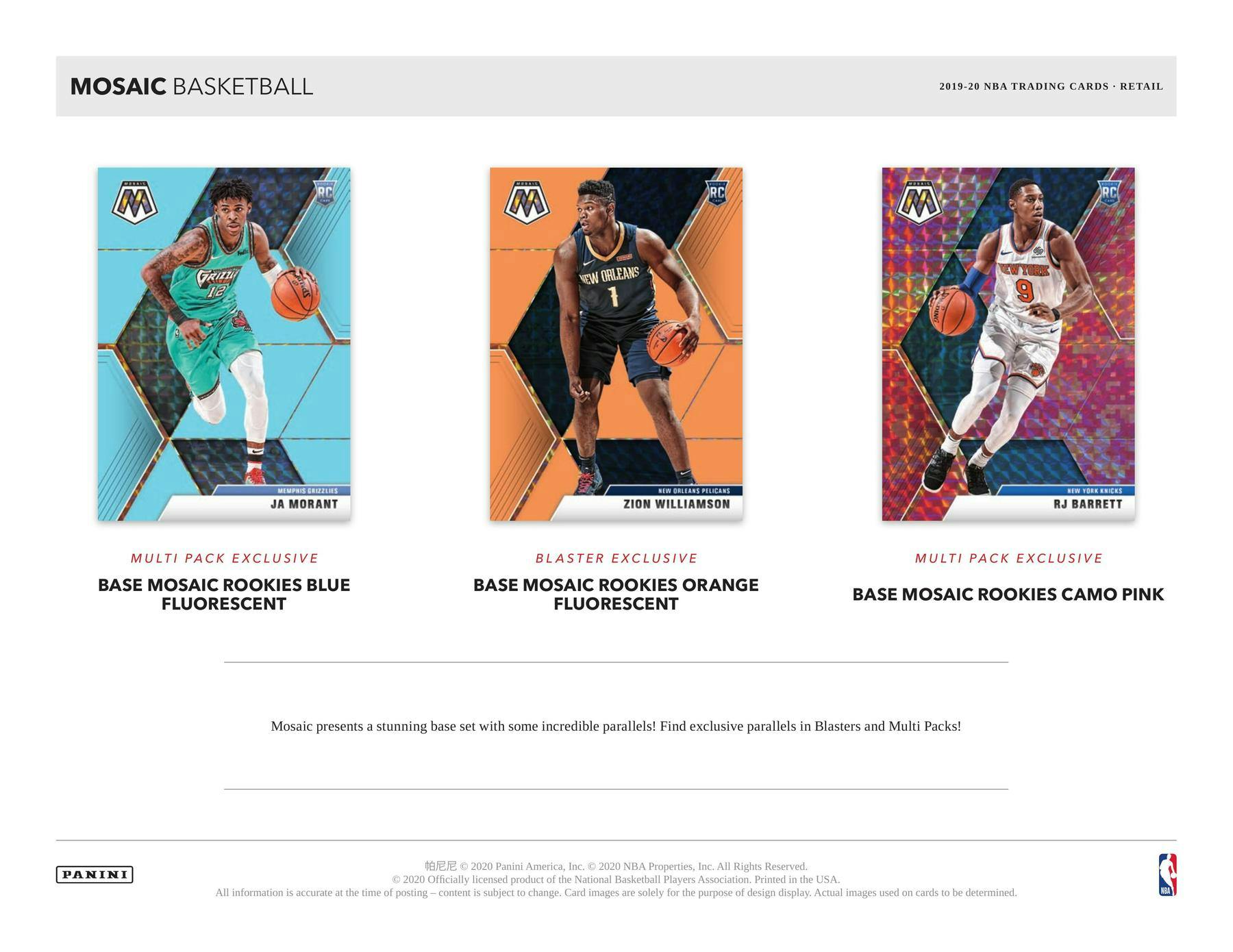 2019 - 20 Panini Mosaic Basketball 8 - Pack Blaster Box - Columbia Hobby - Sports Card Boxes - Toploaders - Card Savers