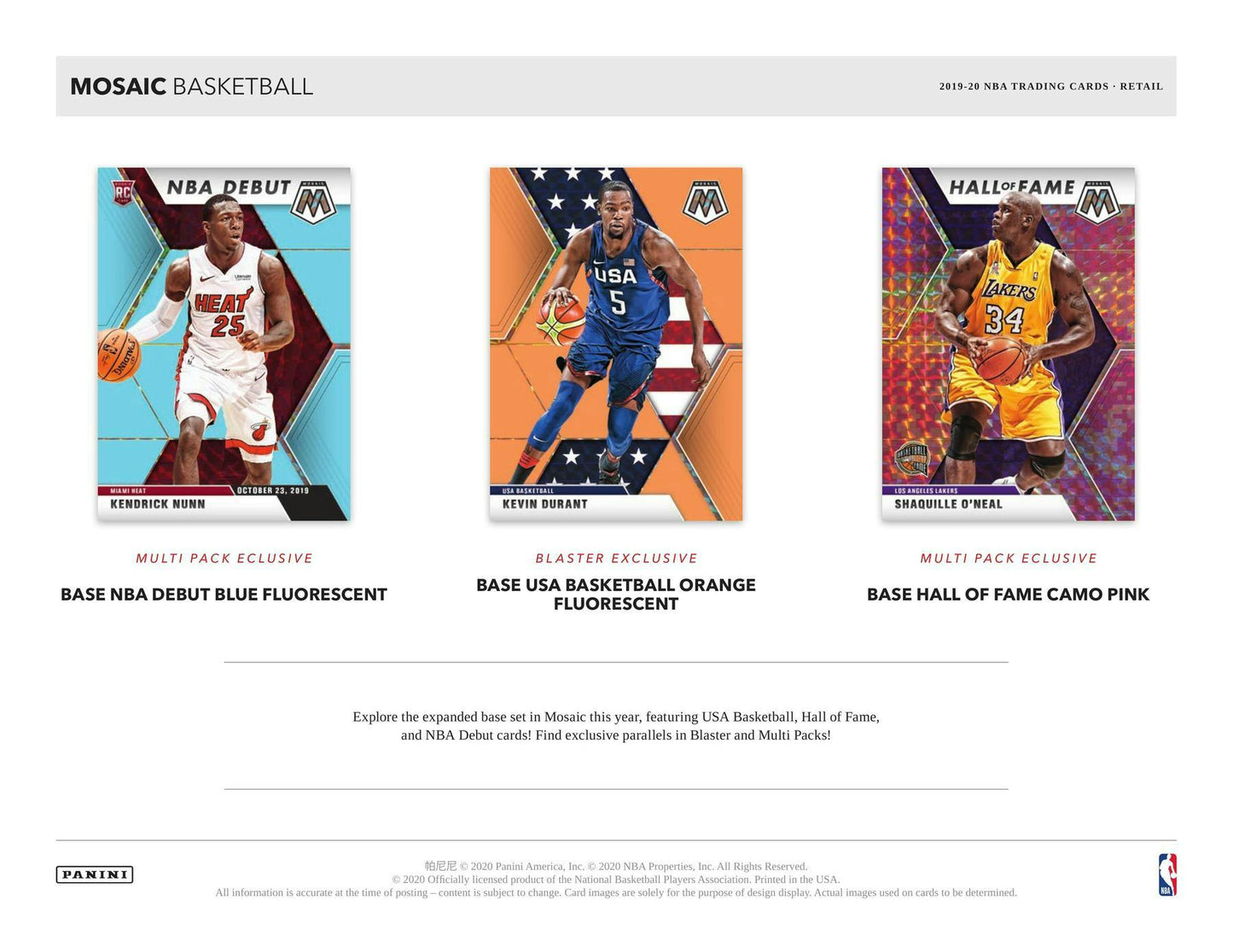 2019 - 20 Panini Mosaic Basketball 8 - Pack Blaster Box - Columbia Hobby - Sports Card Boxes - Toploaders - Card Savers