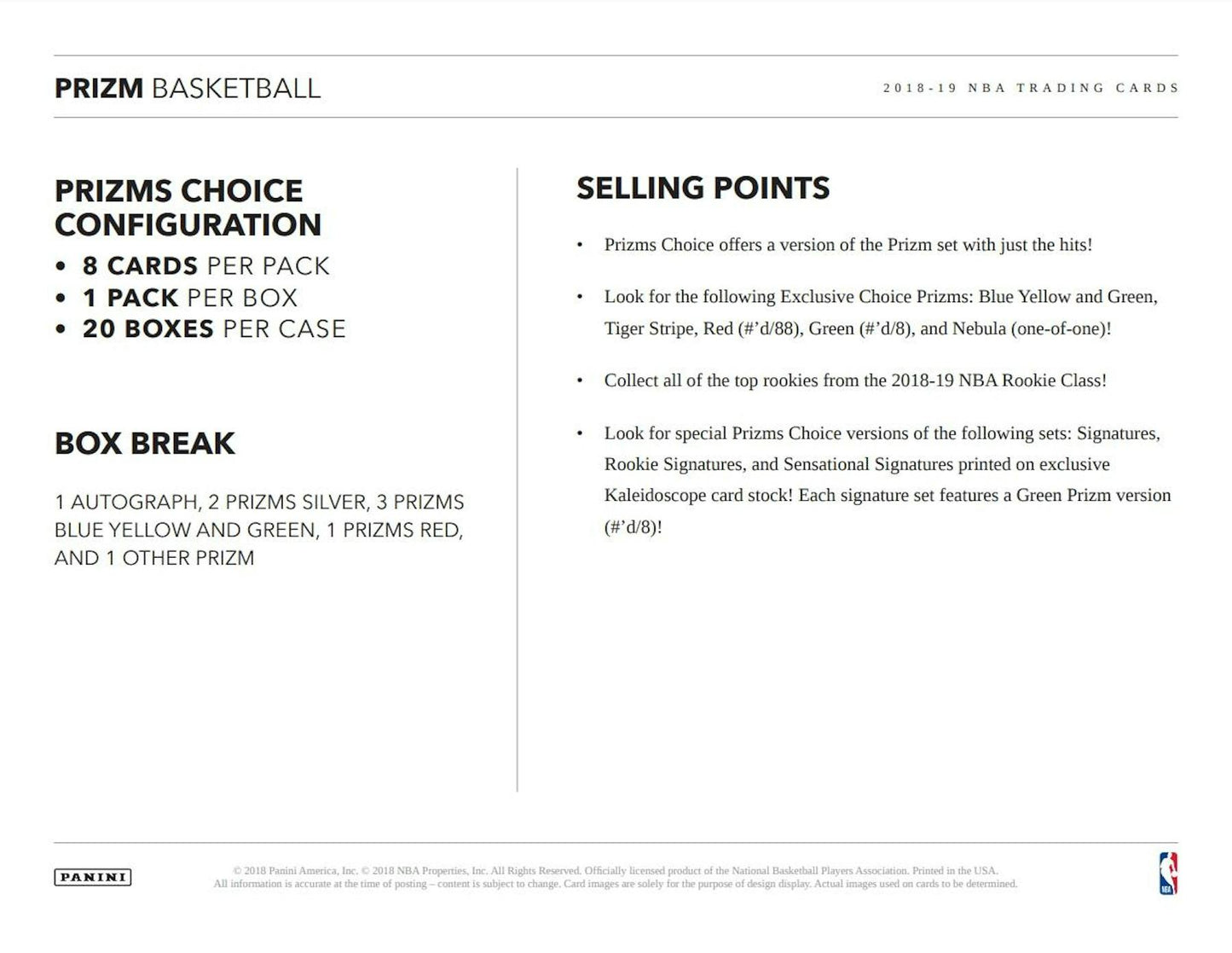 2019 - 20 Panini Prizm Choice Basketball Hobby Box - Columbia Hobby - Sports Card Boxes - Toploaders - Card Savers