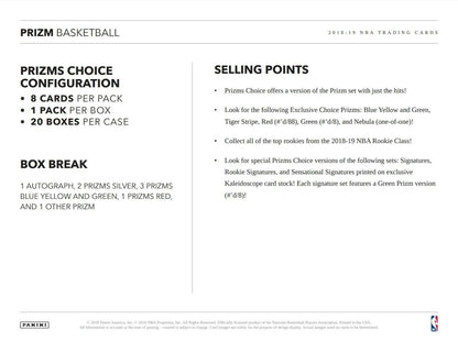2019 - 20 Panini Prizm Choice Basketball Hobby Box - Columbia Hobby - Sports Card Boxes - Toploaders - Card Savers