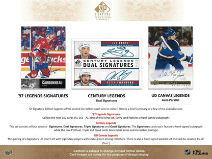 2020 - 21 Upper Deck SP Signature Legends Hockey Hobby Box - Columbia Hobby - Sports Card Boxes - Toploaders - Card Savers
