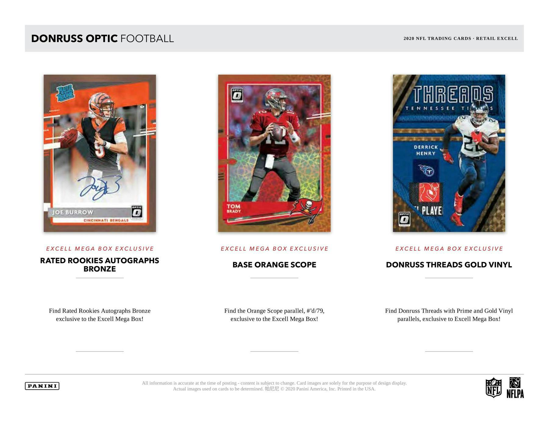 2020 Panini Donruss Optic Football Mega Box (Blue Hyper Parallels) - Columbia Hobby - Sports Card Boxes - Toploaders - Card Savers