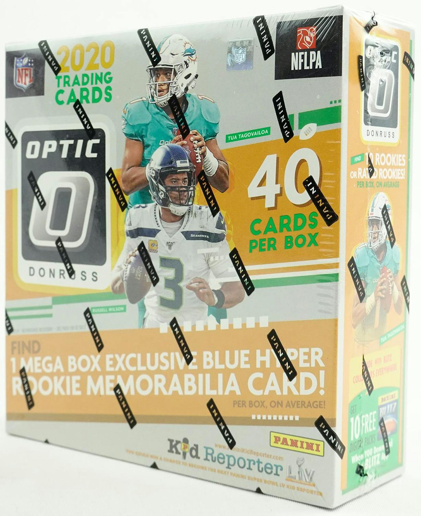 2020 Panini Donruss Optic Football Mega Box (Blue Hyper Parallels) - Columbia Hobby - Sports Card Boxes - Toploaders - Card Savers