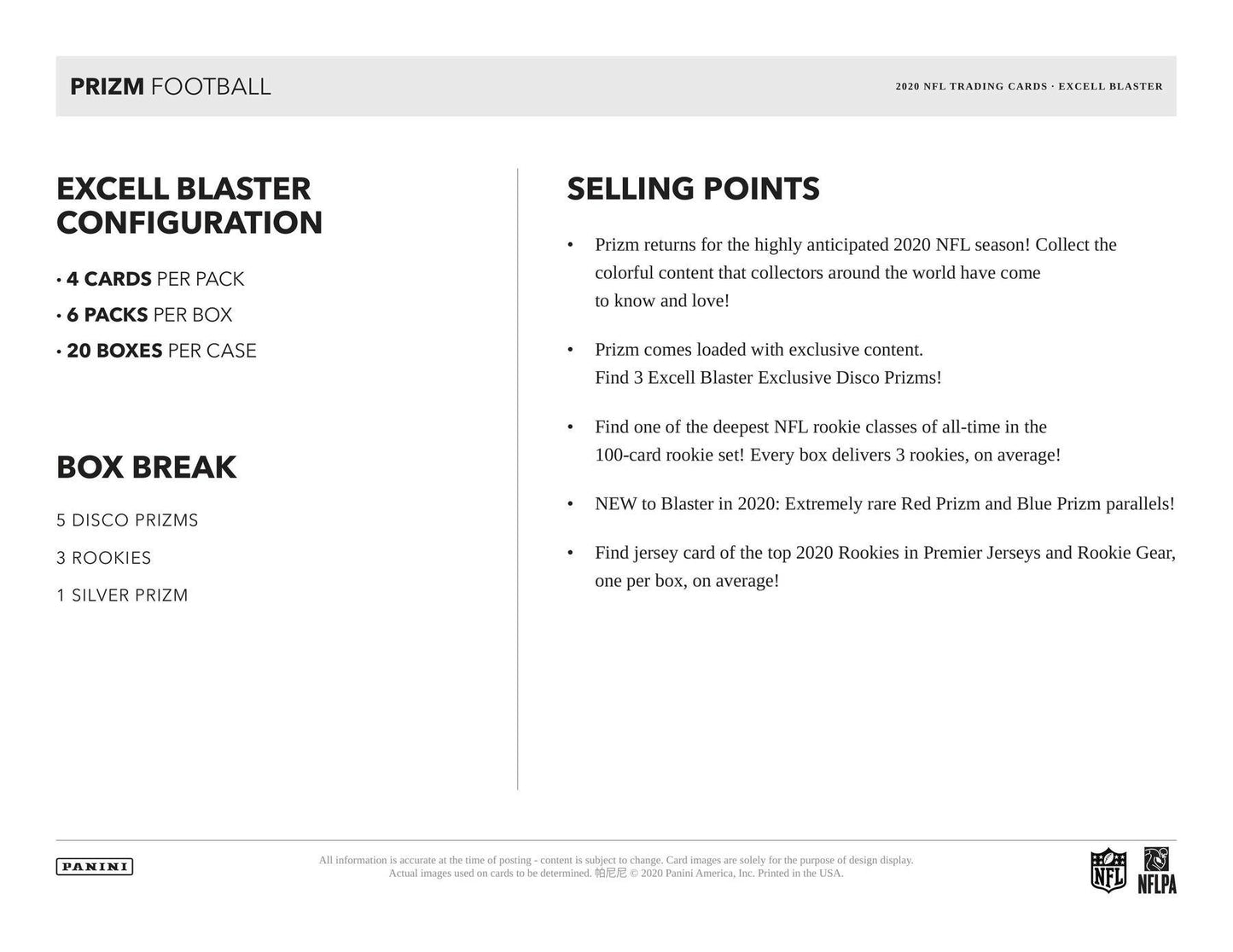 2020 Panini Prizm Football 6 - Pack Blaster Box (Disco Prizms) - Columbia Hobby - Sports Card Boxes - Toploaders - Card Savers